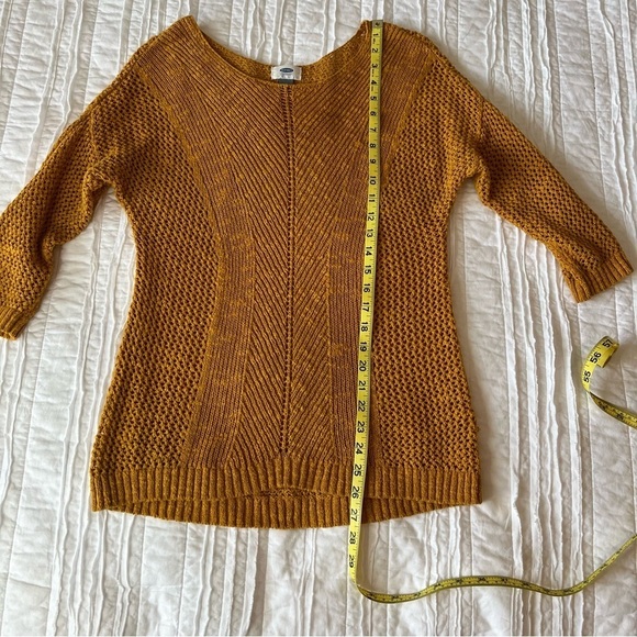 2/$30 Old Navy Open Weave 3/4 sleeve sweater in mustard yellow SZ M - Picture 12 of 13